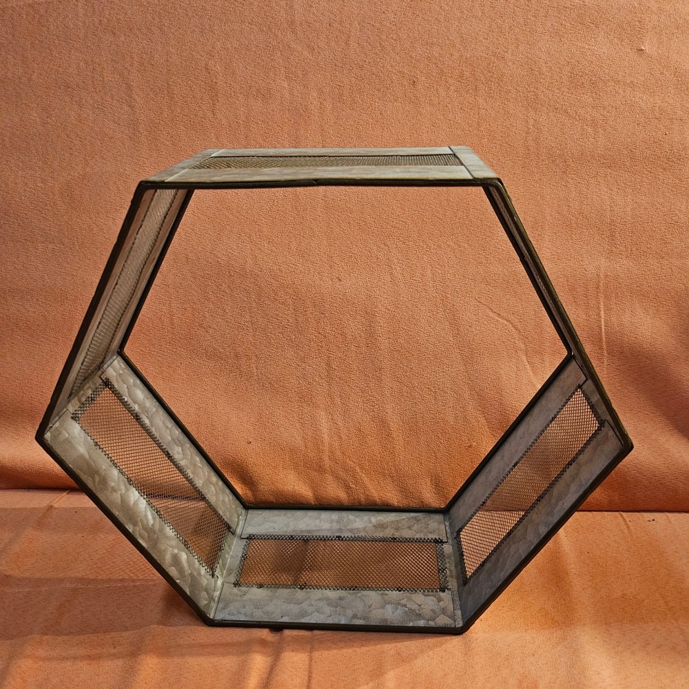 Hexagon Metal Wire Basket‎ Industrial Wall Hanging Decor Storage
